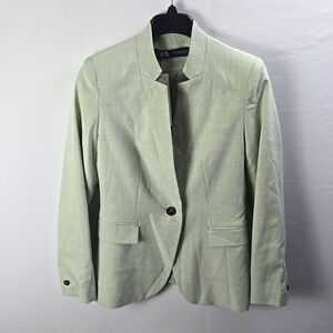 Zara Women's Light Green One Button Lined Career Suit Blazer Sz 2 - NWT